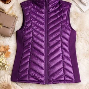 Calvin Klein Purple Quilted Puffer Vest Zip Front Lightweight Women Size M